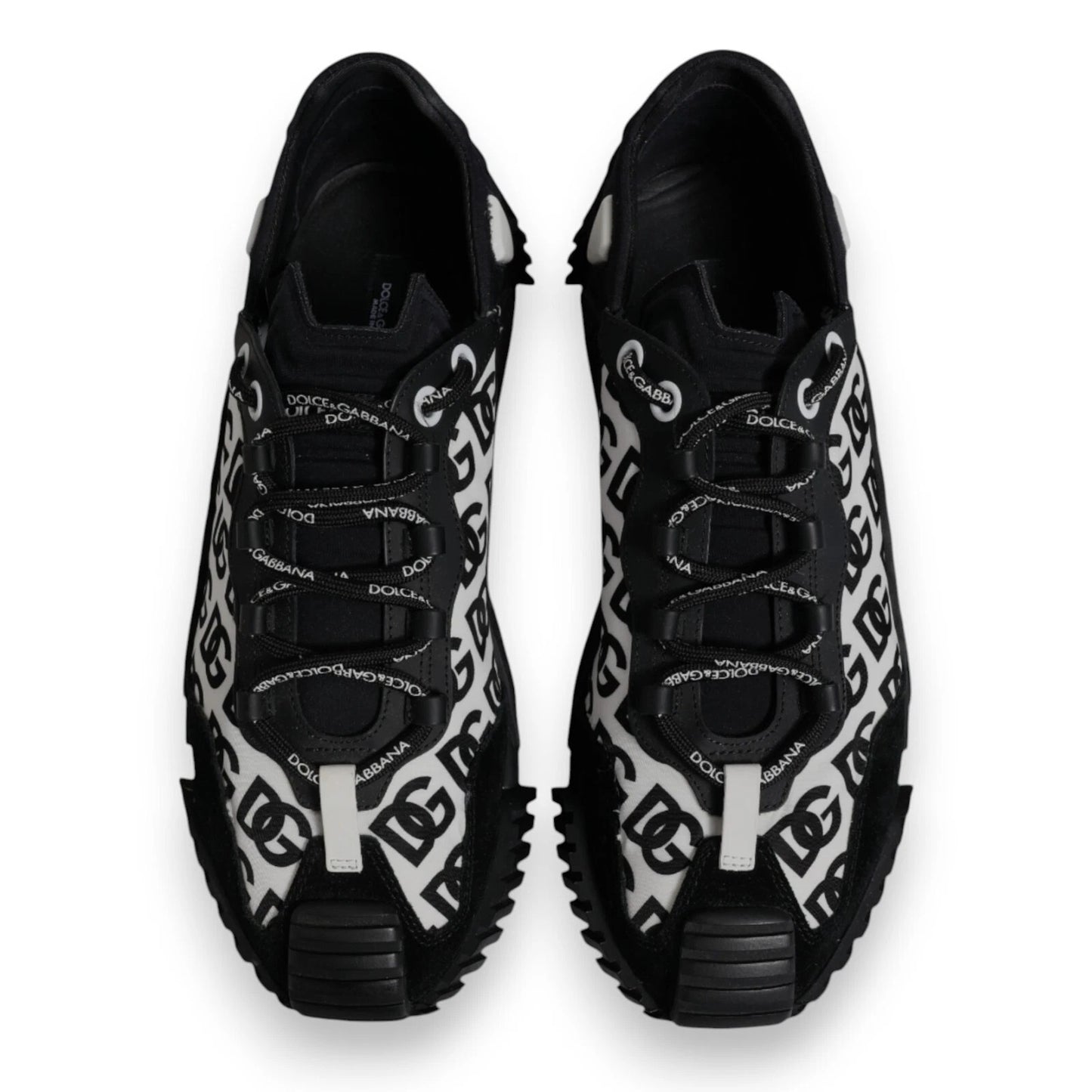Dolce &amp; Gabbana Black Logo Lace Up Low Top NS1 Sneakers