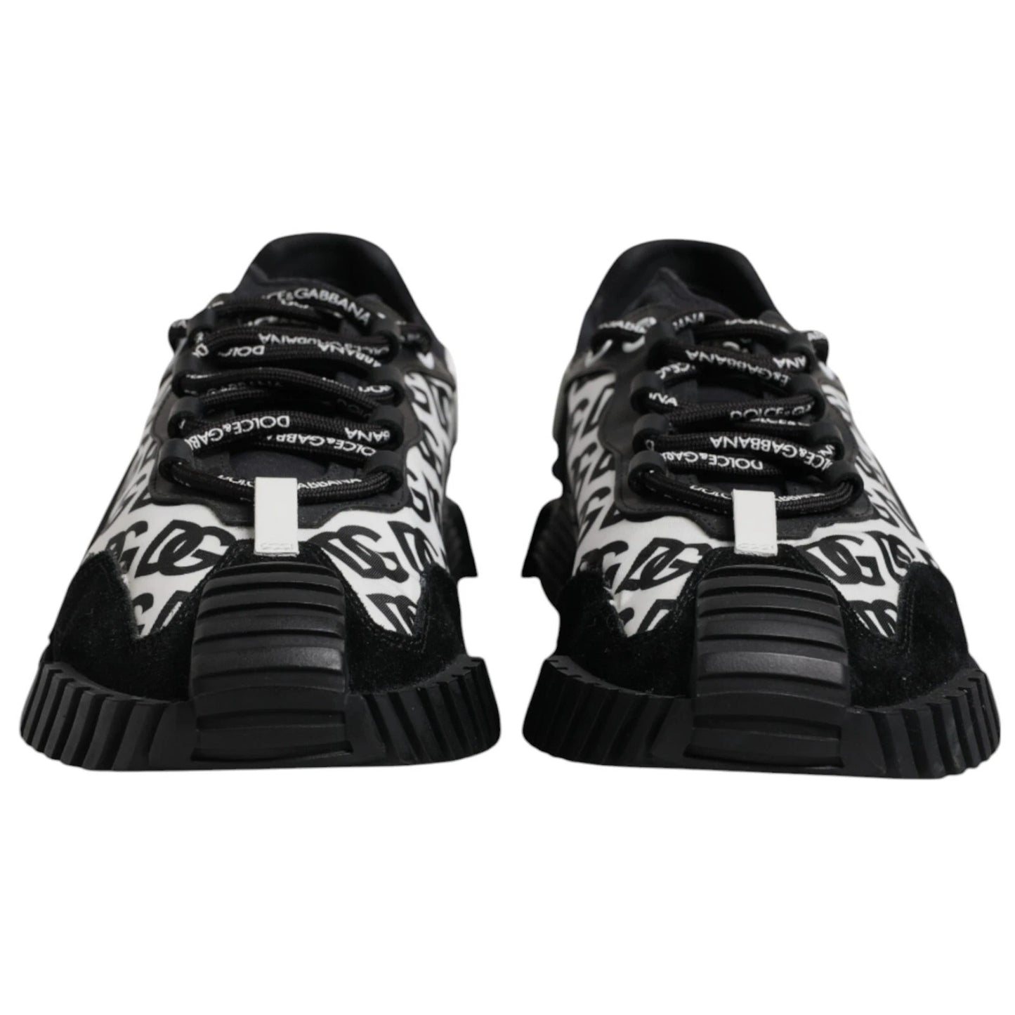 Dolce &amp; Gabbana Black Logo Lace Up Low Top NS1 Sneakers