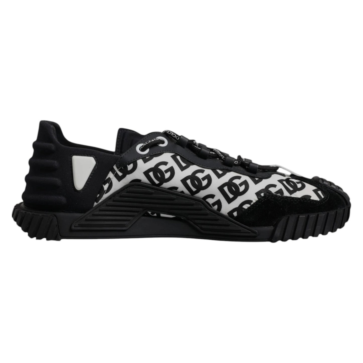 Dolce &amp; Gabbana Black Logo Lace Up Low Top NS1 Sneakers