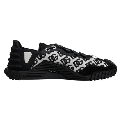 Dolce &amp; Gabbana Black Logo Lace Up Low Top NS1 Sneakers