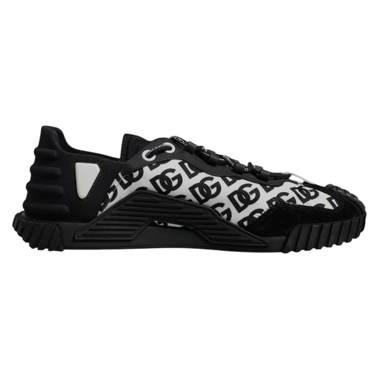 Dolce &amp; Gabbana Black Logo Lace Up Low Top NS1 Sneakers