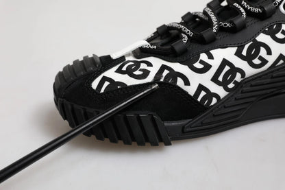 Dolce &amp; Gabbana Black Logo Lace Up Low Top NS1 Sneakers