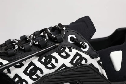 Dolce &amp; Gabbana Black Logo Lace Up Low Top NS1 Sneakers