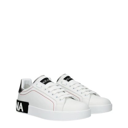 Dolce &amp; Gabbana White Leather Low Tops