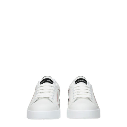 Dolce &amp; Gabbana White Leather Low Tops