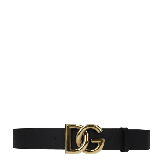 Dolce &amp; Gabbana Black Leather Regular Belts