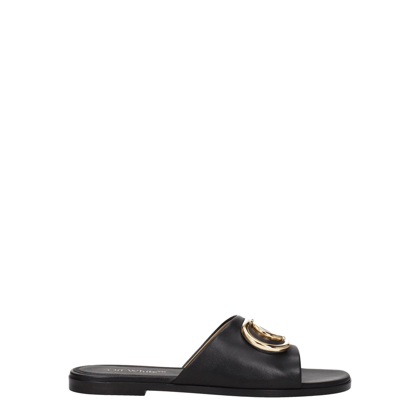 Off-White Black Leather Slippers Sandals - from Off-White