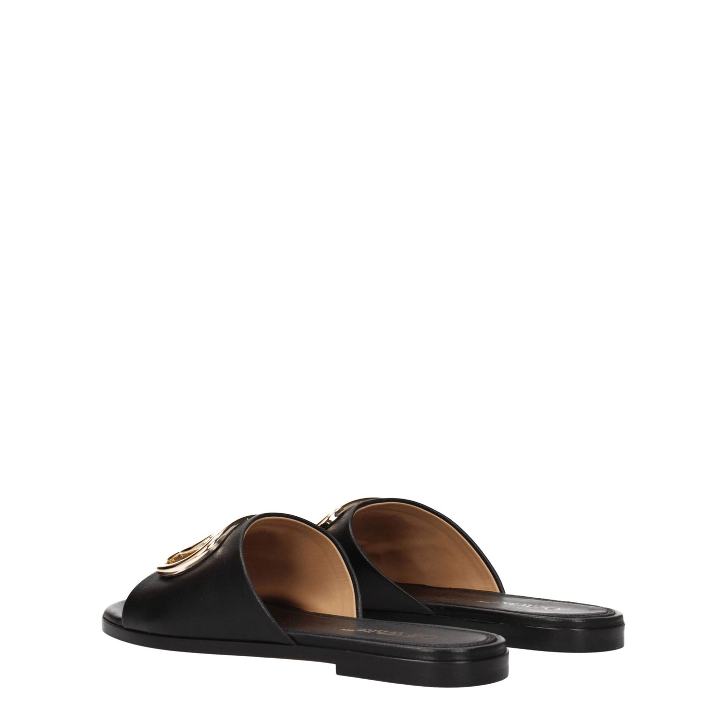 Off-White Black Leather Slippers Sandals - from Off-White