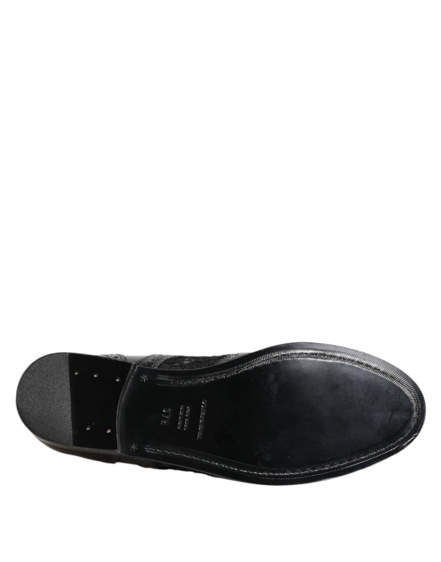 Dolce &amp; Gabbana Black Leather Floral Lace Dress Formal Shoes