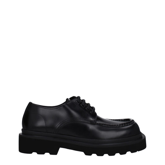 Dolce &amp; Gabbana Black Leather Oxfords And Derbies