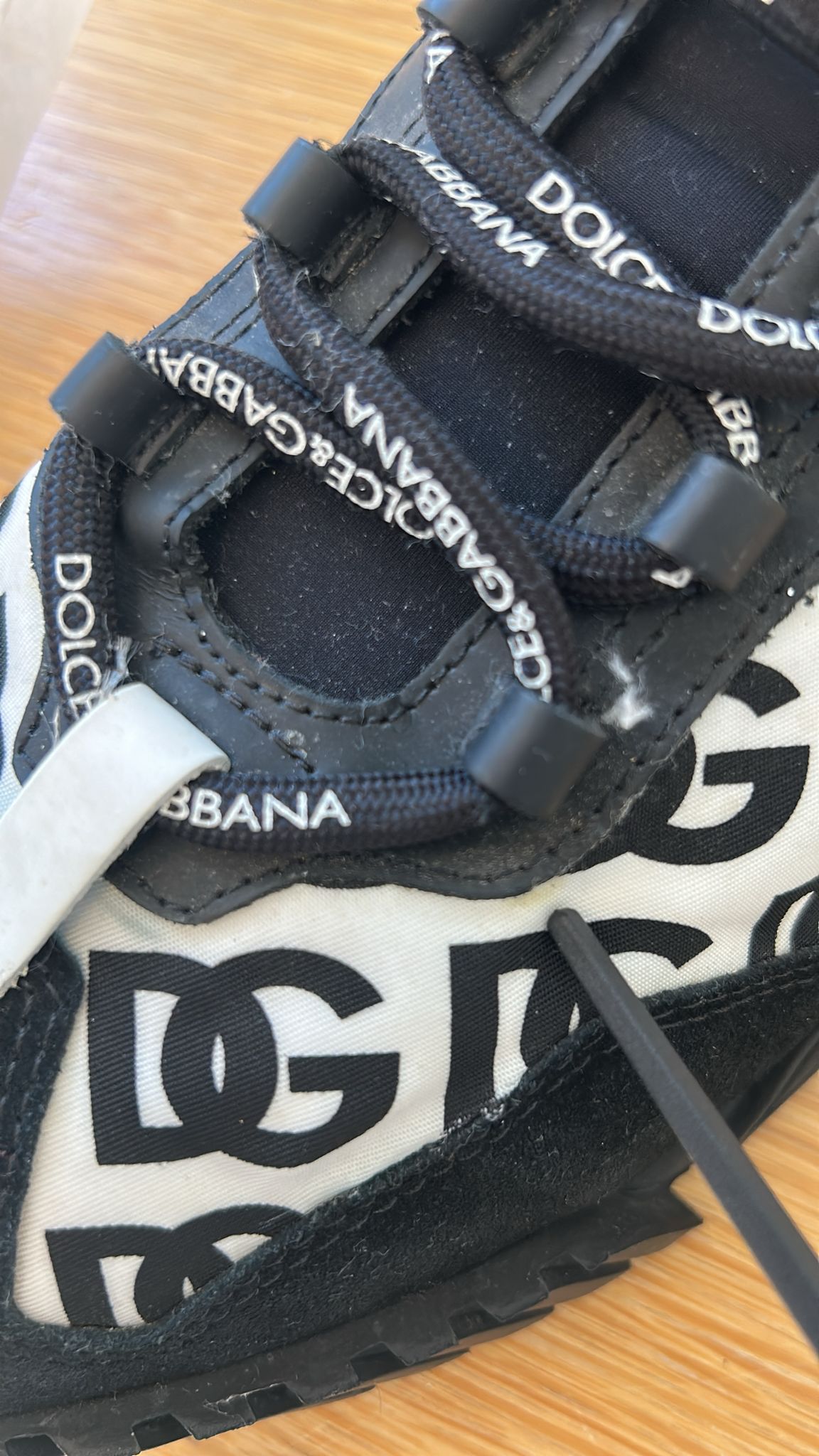 Dolce &amp; Gabbana Black Logo Lace Up Low Top NS1 Sneakers Shoes