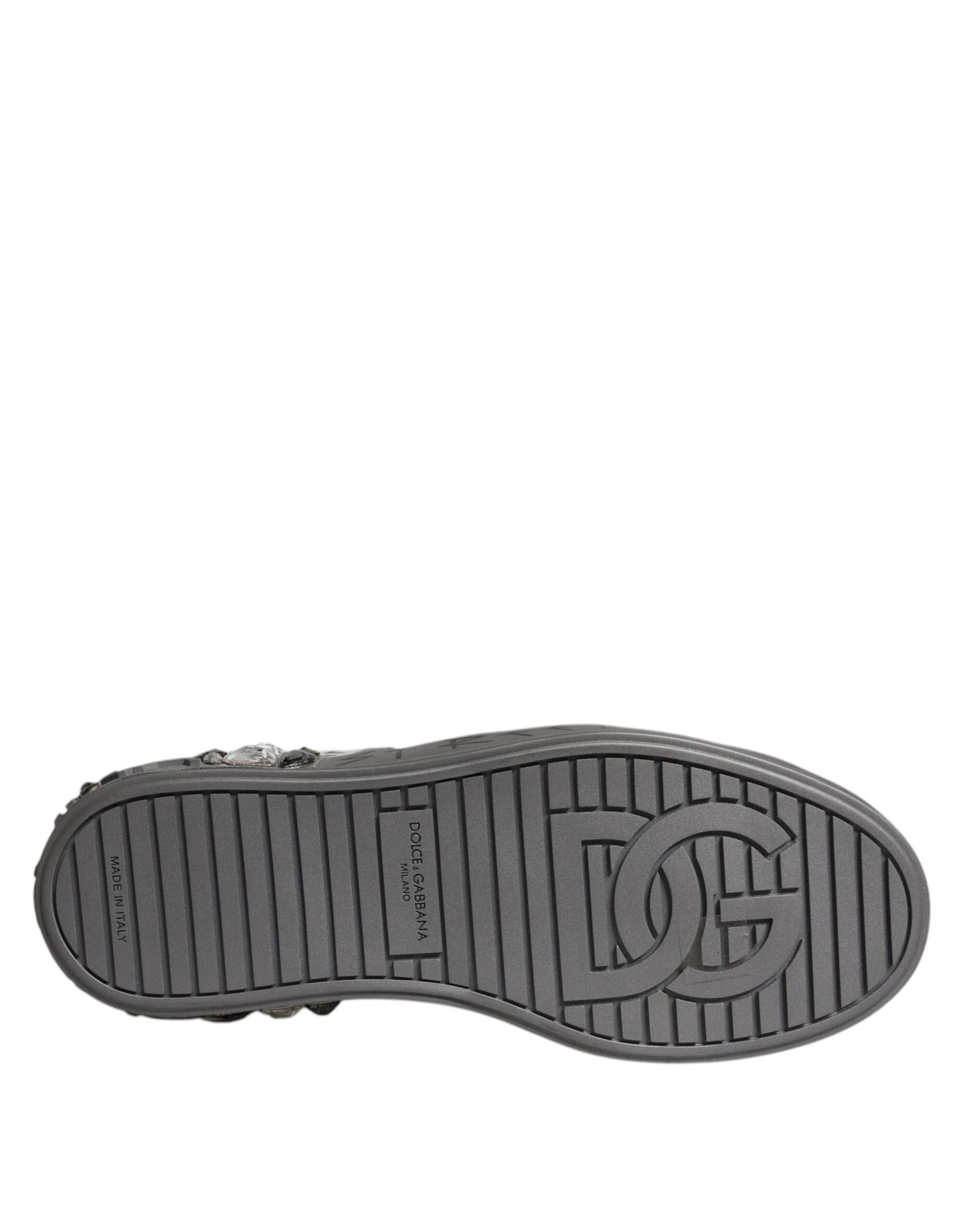 Dolce &amp; Gabbana White Crystal Logo Portofino Sneakers Shoes