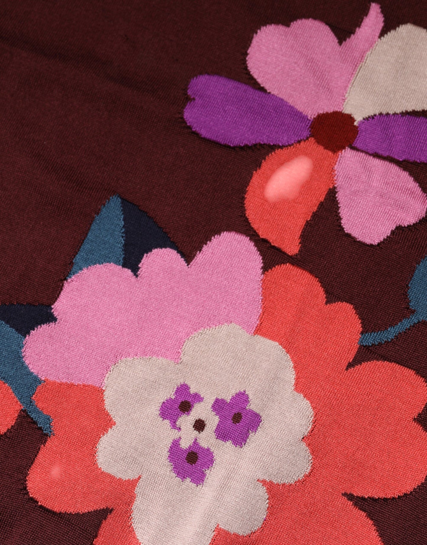 Dolce &amp; Gabbana Maroon Floral Silk Crew Neck Blouse Top