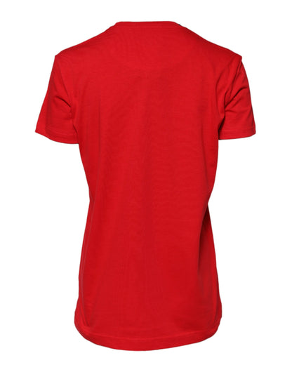 Dolce &amp; Gabbana Red Cotton Crew Neck Short Sleeves T-shirt