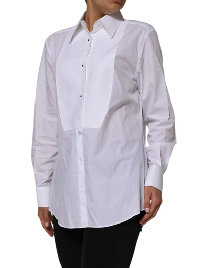 Dolce &amp; Gabbana White Cotton Collared Long Sleeves Shirt Top