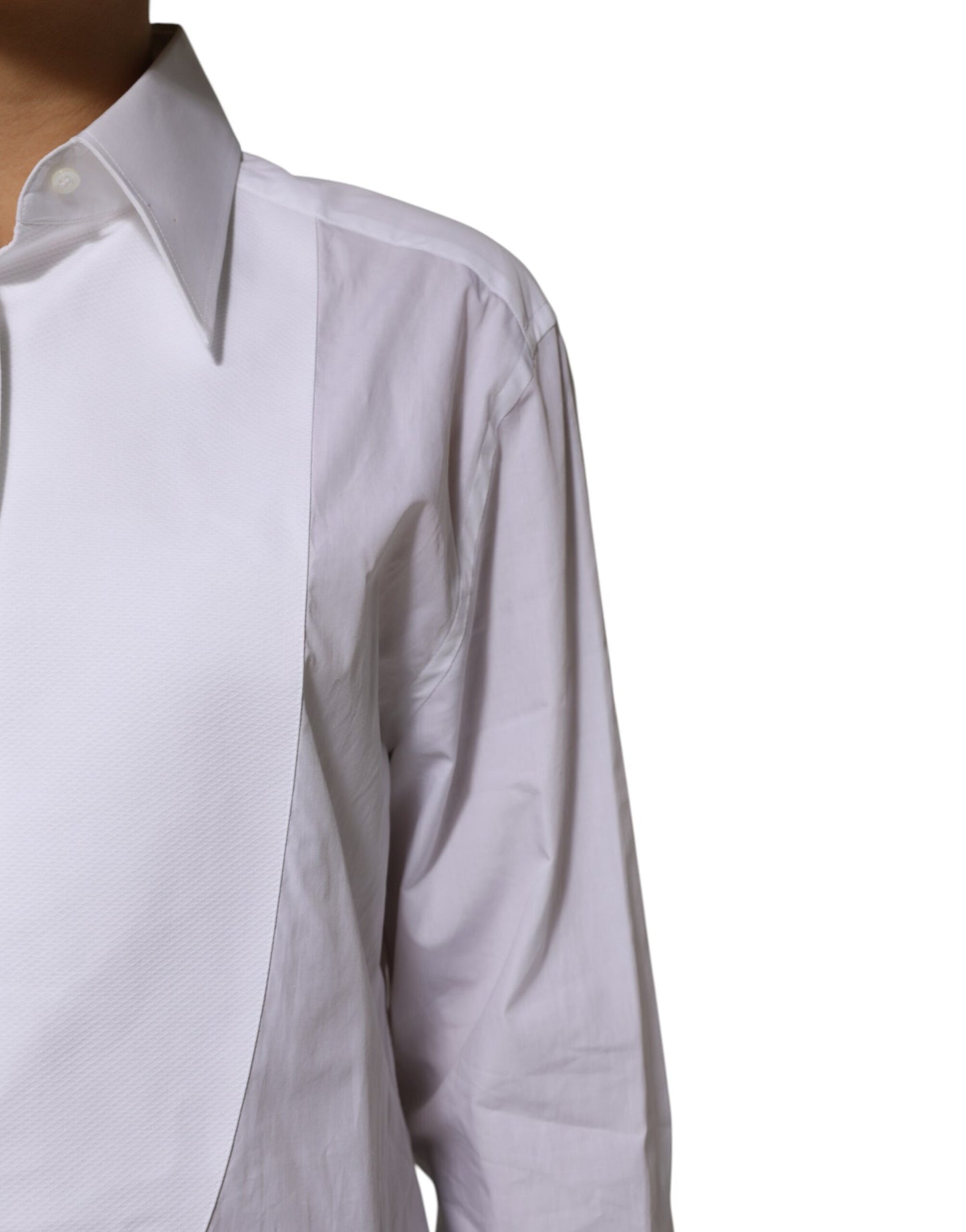 Dolce &amp; Gabbana White Cotton Collared Long Sleeves Shirt Top