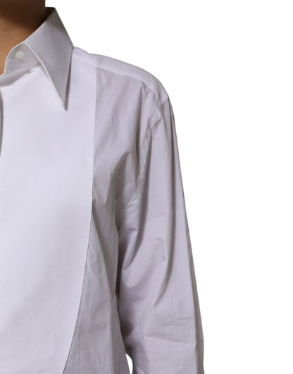 Dolce &amp; Gabbana White Cotton Collared Long Sleeves Shirt Top