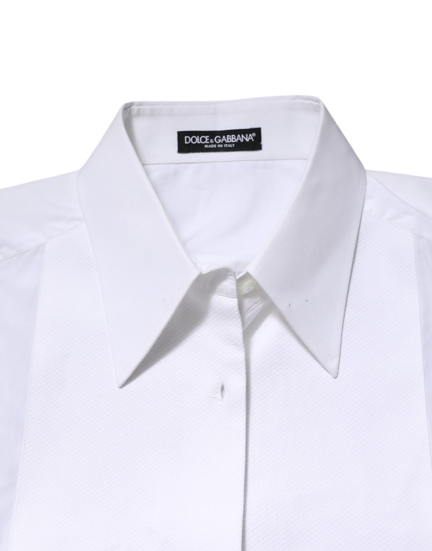 Dolce &amp; Gabbana White Cotton Collared Long Sleeves Shirt Top