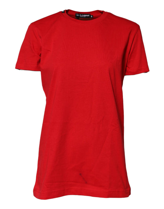 Dolce &amp; Gabbana Red Cotton Short Sleeves Crew Neck Top T-shirt
