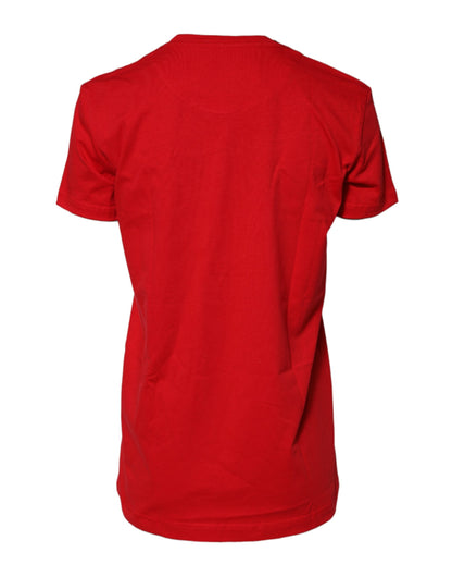 Dolce &amp; Gabbana Red Cotton Short Sleeves Crew Neck Top T-shirt