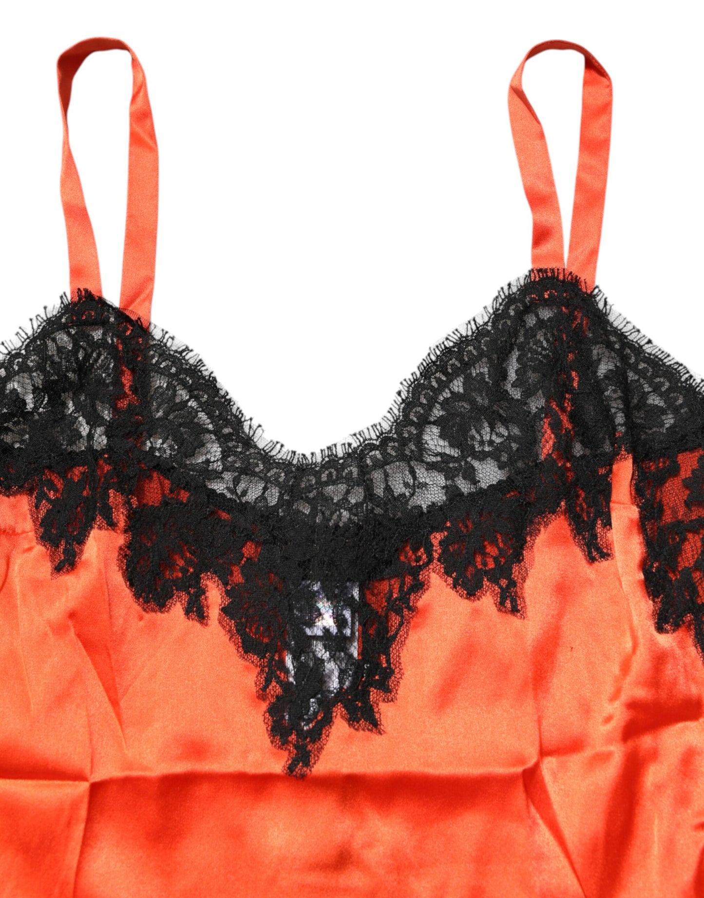 Dolce &amp; Gabbana Red Black Lace Trim Silk Sleeveless Tank Top