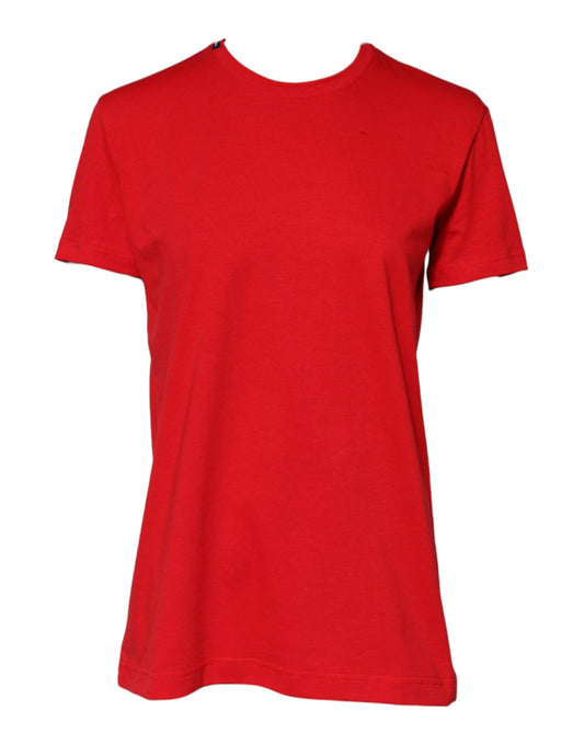 Dolce &amp; Gabbana Red Cotton Short Sleeves Crew Neck Top T-shirt