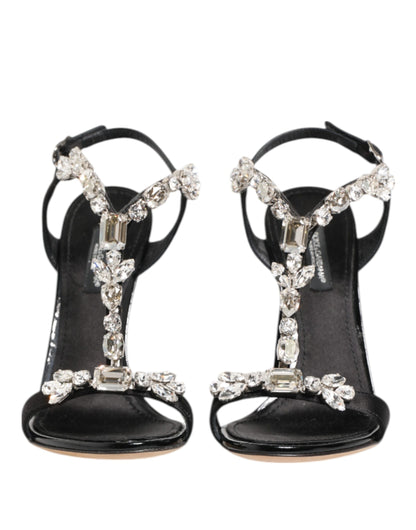 Dolce &amp; Gabbana Black Keira Crystals Heels Sandals Shoes