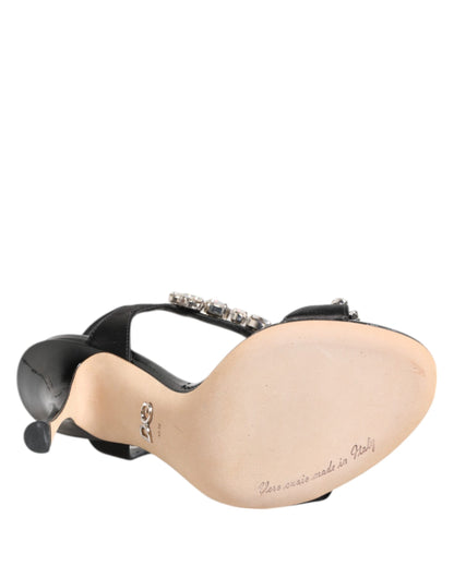 Dolce &amp; Gabbana Black Keira Crystals Heels Sandals Shoes