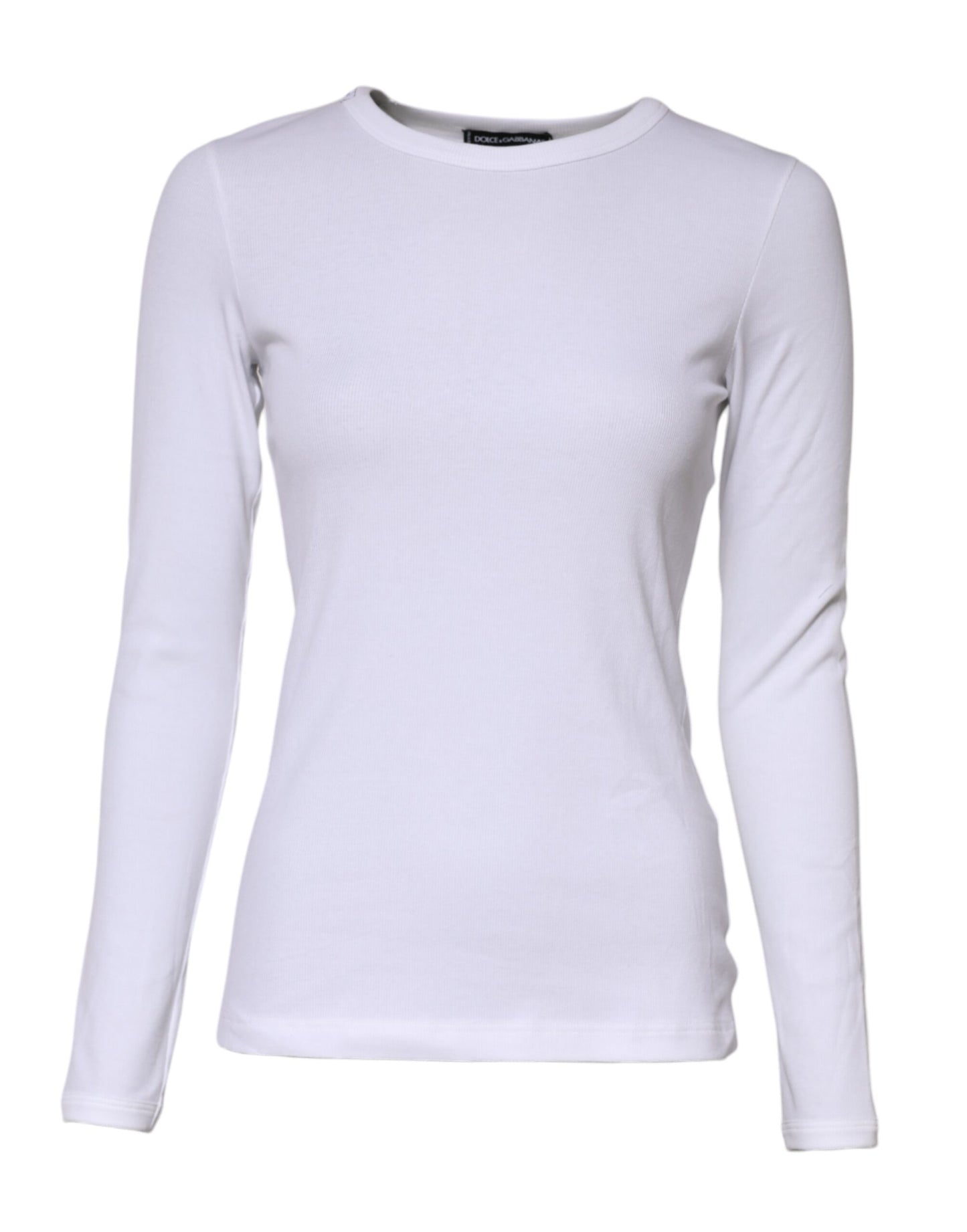 Dolce &amp; Gabbana White Cotton Knit Round Neck Long Sleeves T-shirt