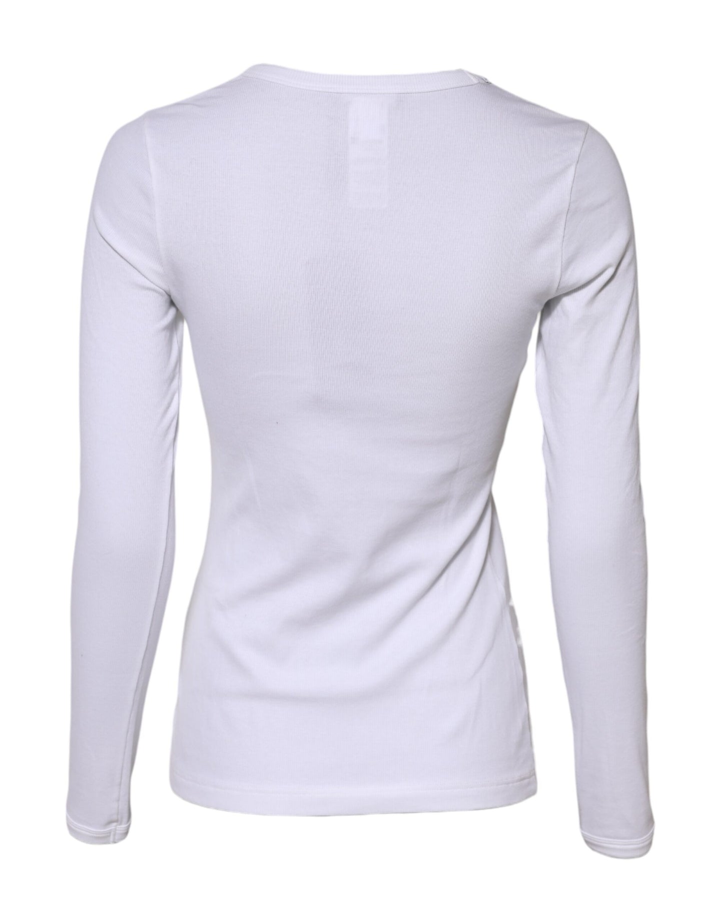 Dolce &amp; Gabbana White Cotton Knit Round Neck Long Sleeves T-shirt