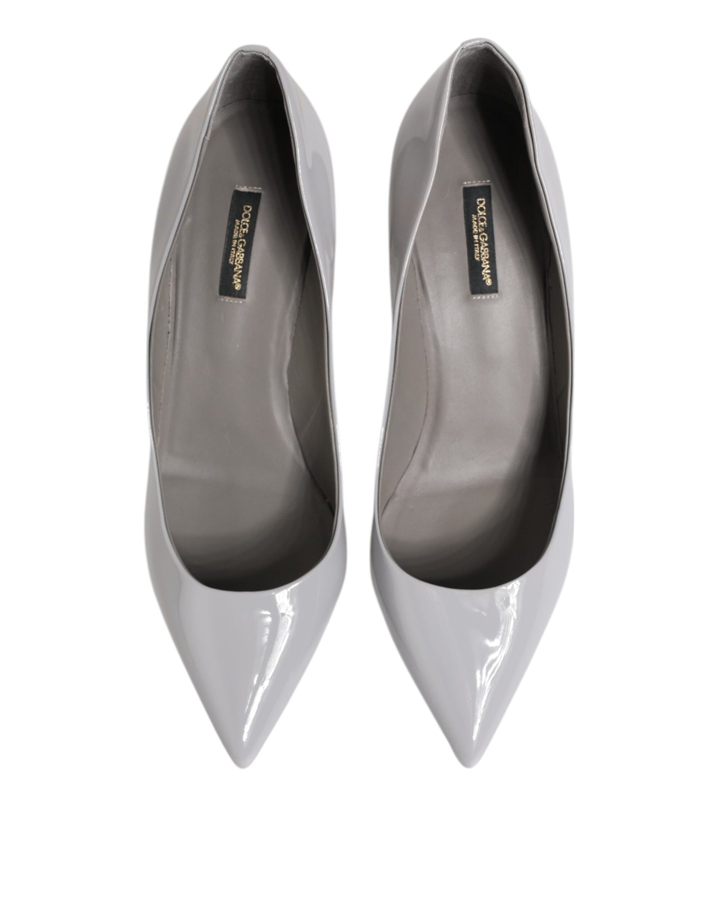 Dolce &amp; Gabbana Light Gray Leather Kitten Heels Pumps Shoes