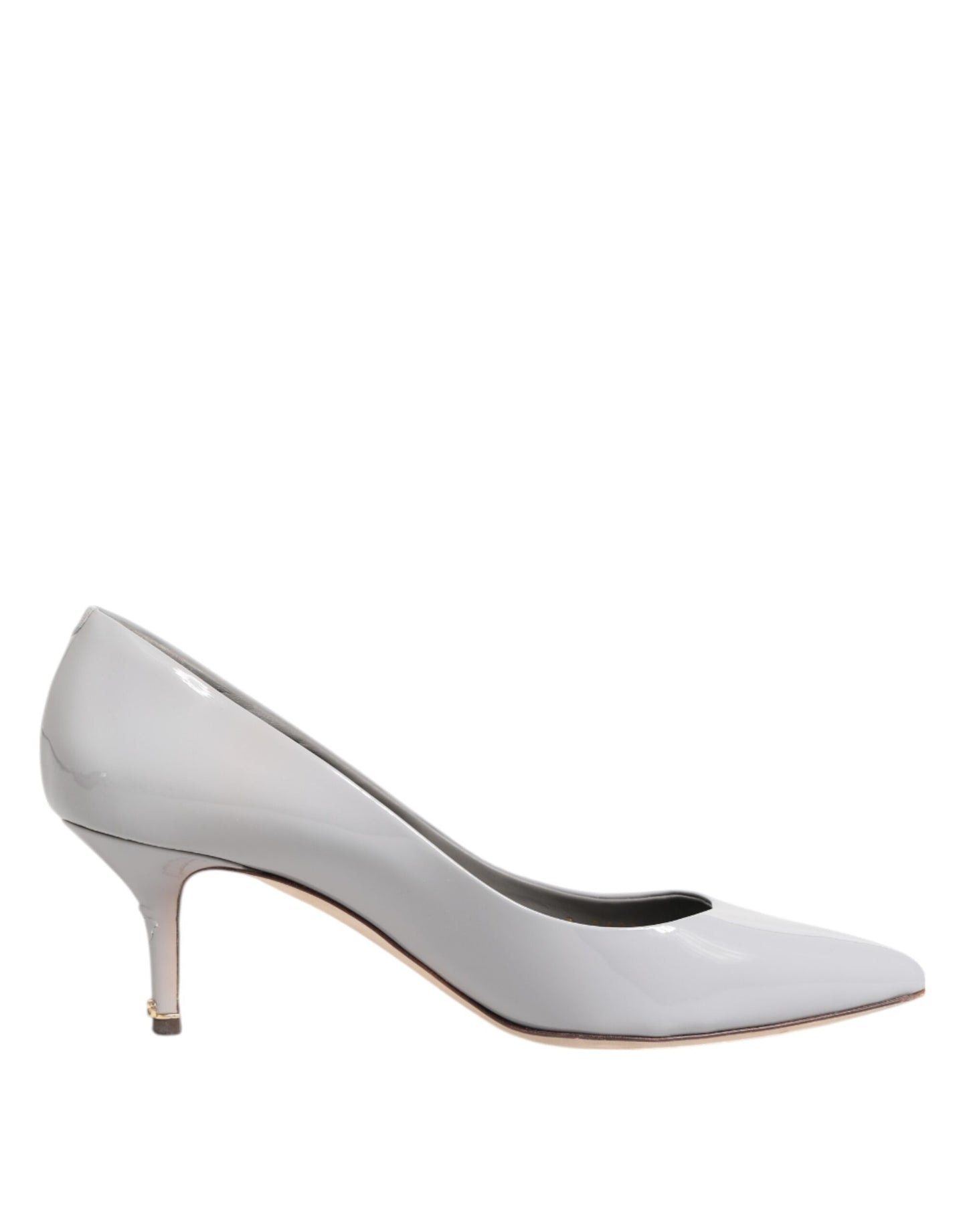 Dolce &amp; Gabbana Light Gray Leather Kitten Heels Pumps Shoes