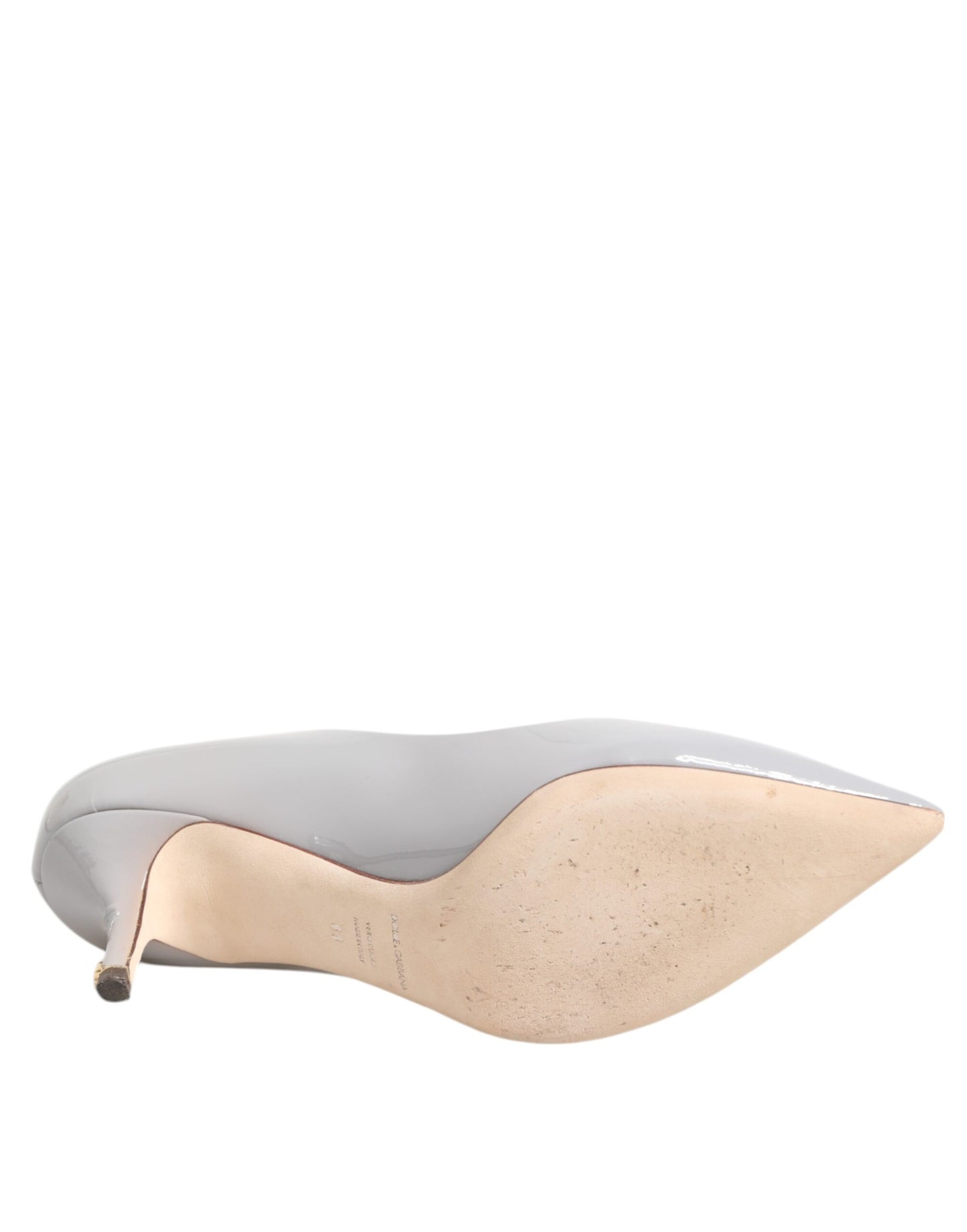 Dolce &amp; Gabbana Light Gray Leather Kitten Heels Pumps Shoes