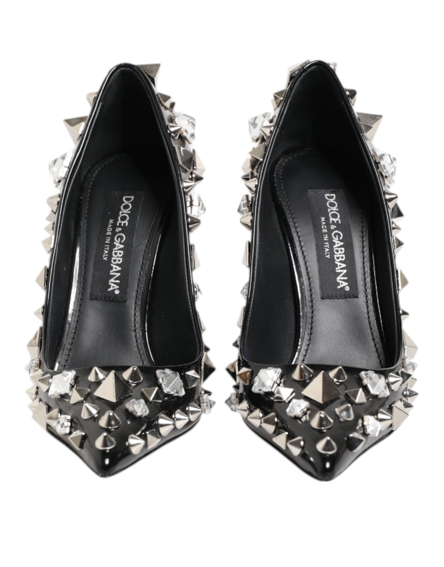 Dolce &amp; Gabbana Black Crystals Studs Stiletto Pumps Shoes