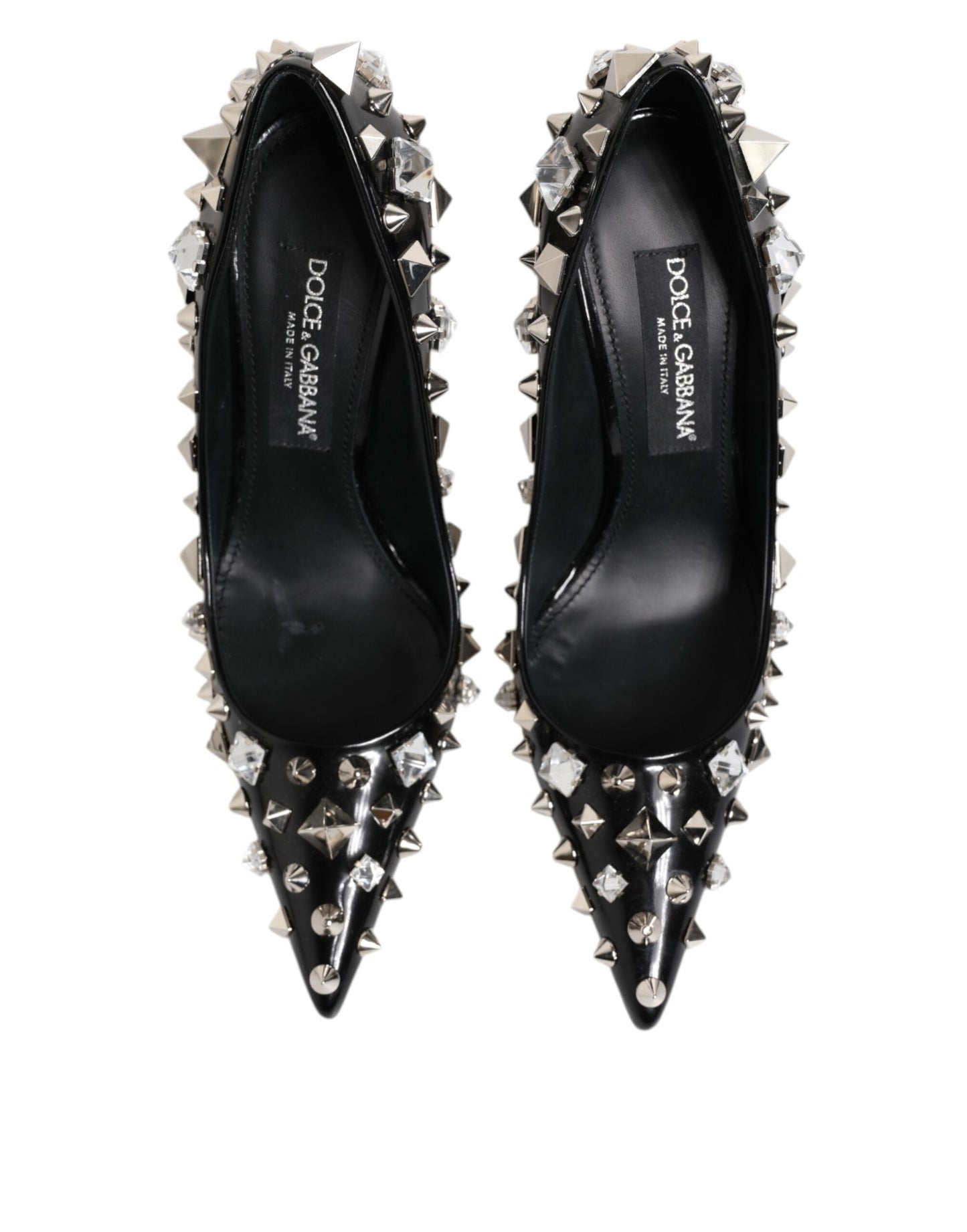Dolce &amp; Gabbana Black Crystals Studs Stiletto Pumps Shoes