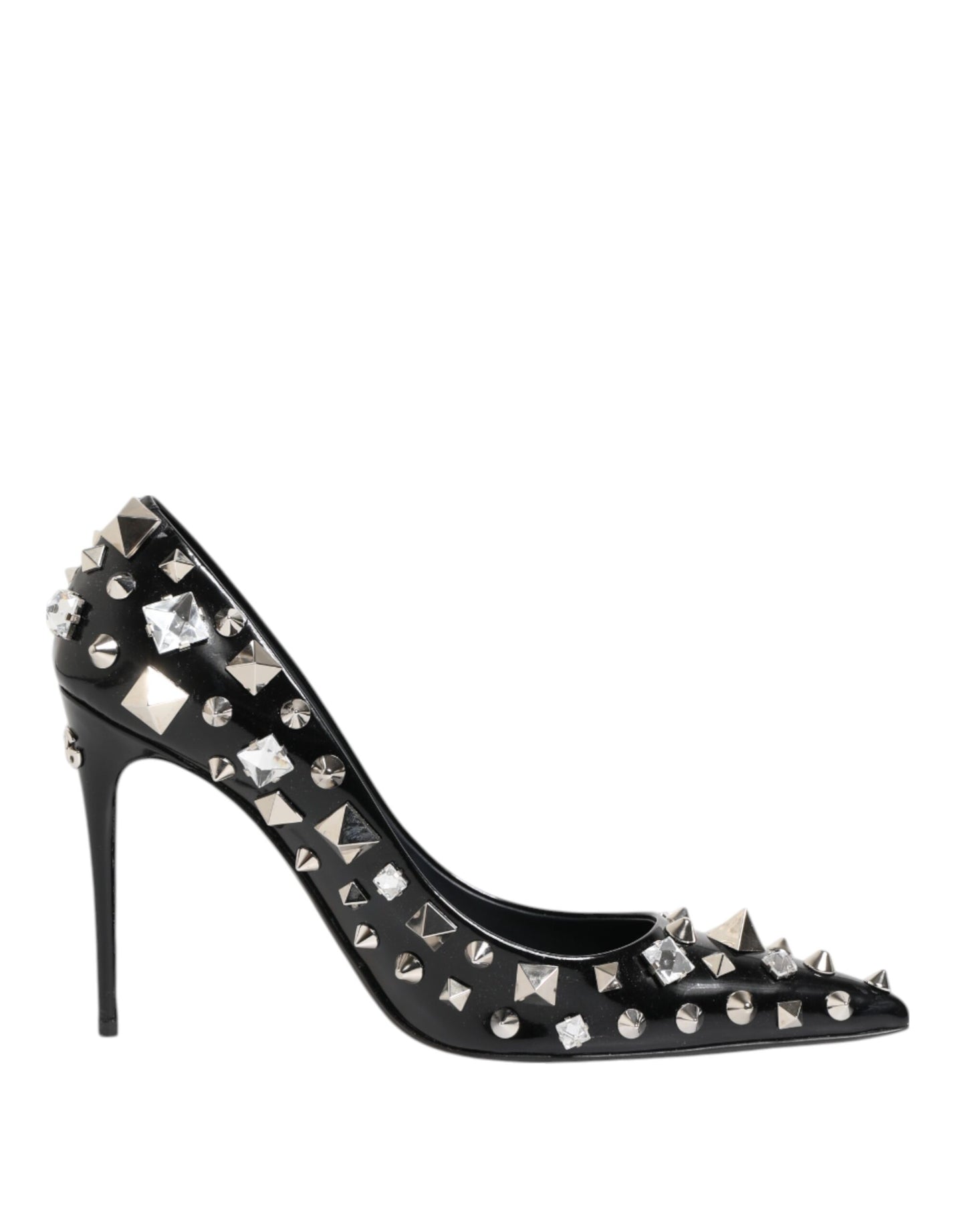 Dolce &amp; Gabbana Black Crystals Studs Stiletto Pumps Shoes