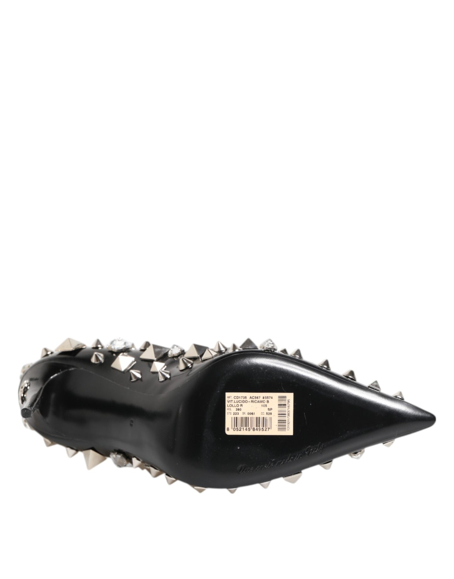 Dolce &amp; Gabbana Black Crystals Studs Stiletto Pumps Shoes
