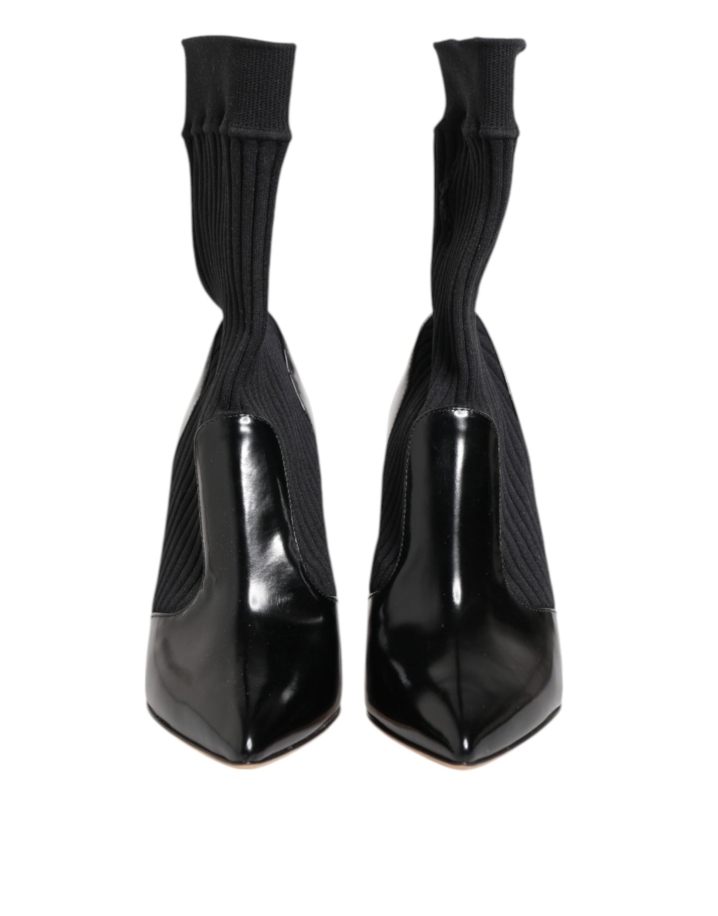 Dolce &amp; Gabbana Black Stretch Stilettos Booties Socks Shoes