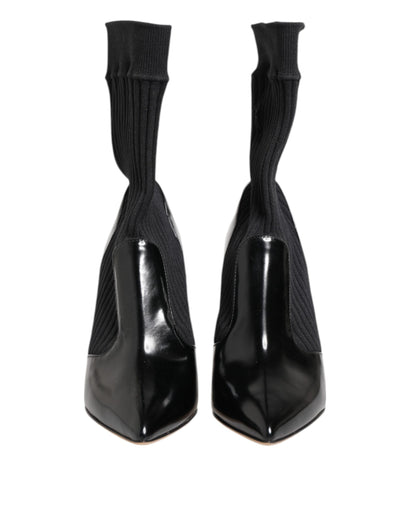 Dolce &amp; Gabbana Black Stretch Stilettos Booties Socks Shoes