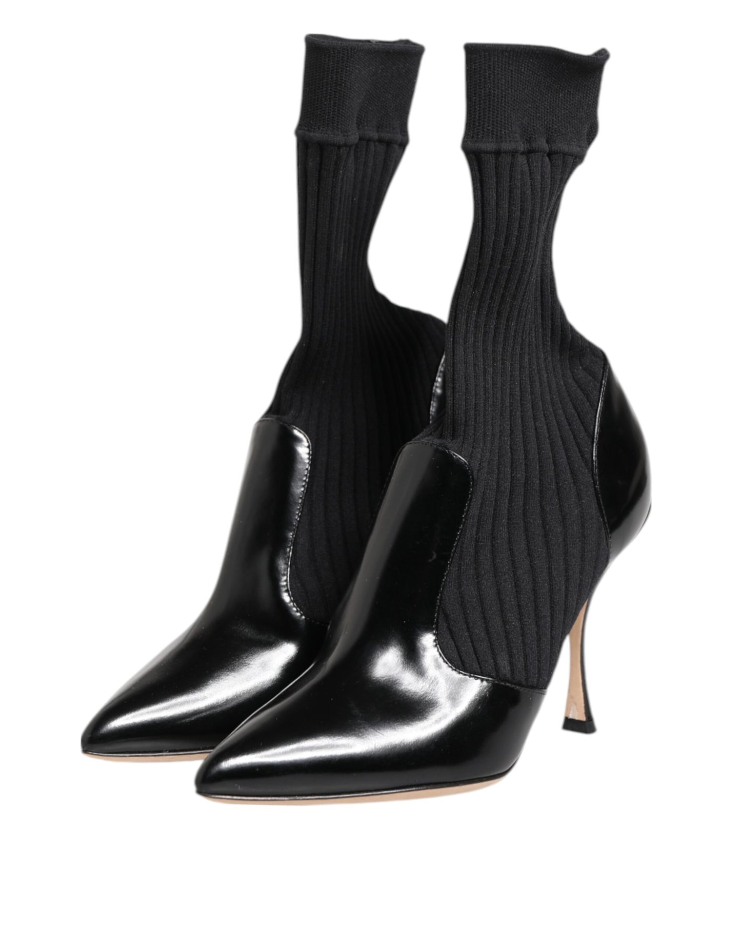 Dolce &amp; Gabbana Black Stretch Stilettos Booties Socks Shoes
