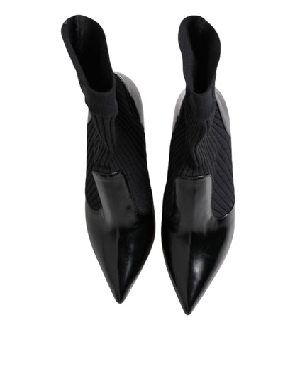 Dolce &amp; Gabbana Black Stretch Stilettos Booties Socks Shoes