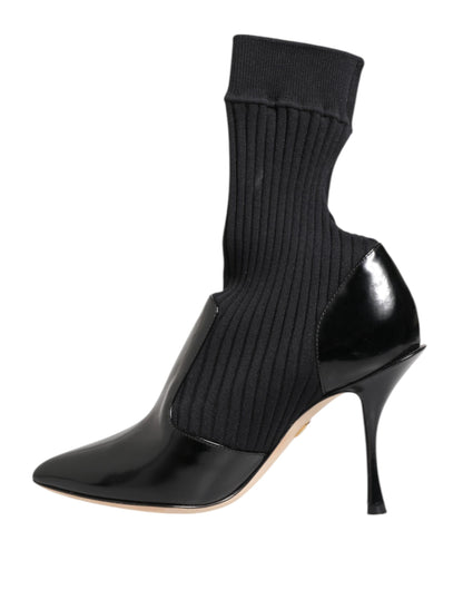 Dolce &amp; Gabbana Black Stretch Stilettos Booties Socks Shoes