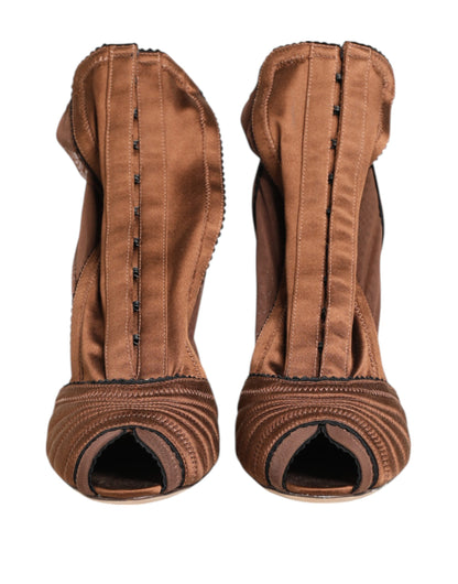 Dolce &amp; Gabbana Brown Bette High Heeled Ankle Boots Shoes
