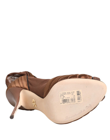 Dolce &amp; Gabbana Brown Bette High Heeled Ankle Boots Shoes