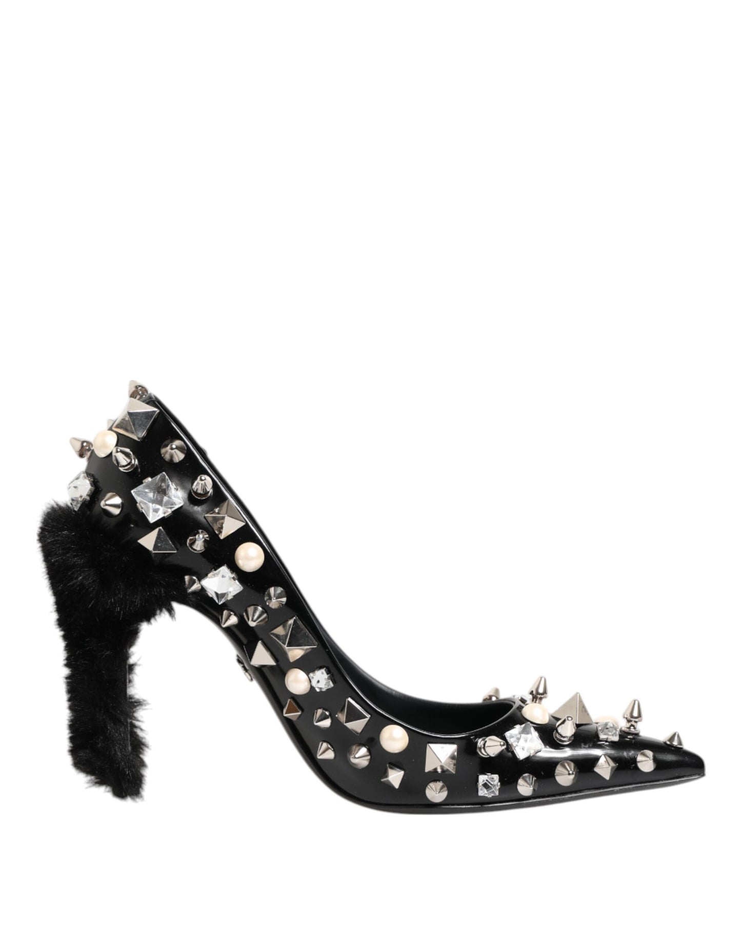 Dolce &amp; Gabbana Black Crystals Studs Stiletto Pumps Shoes