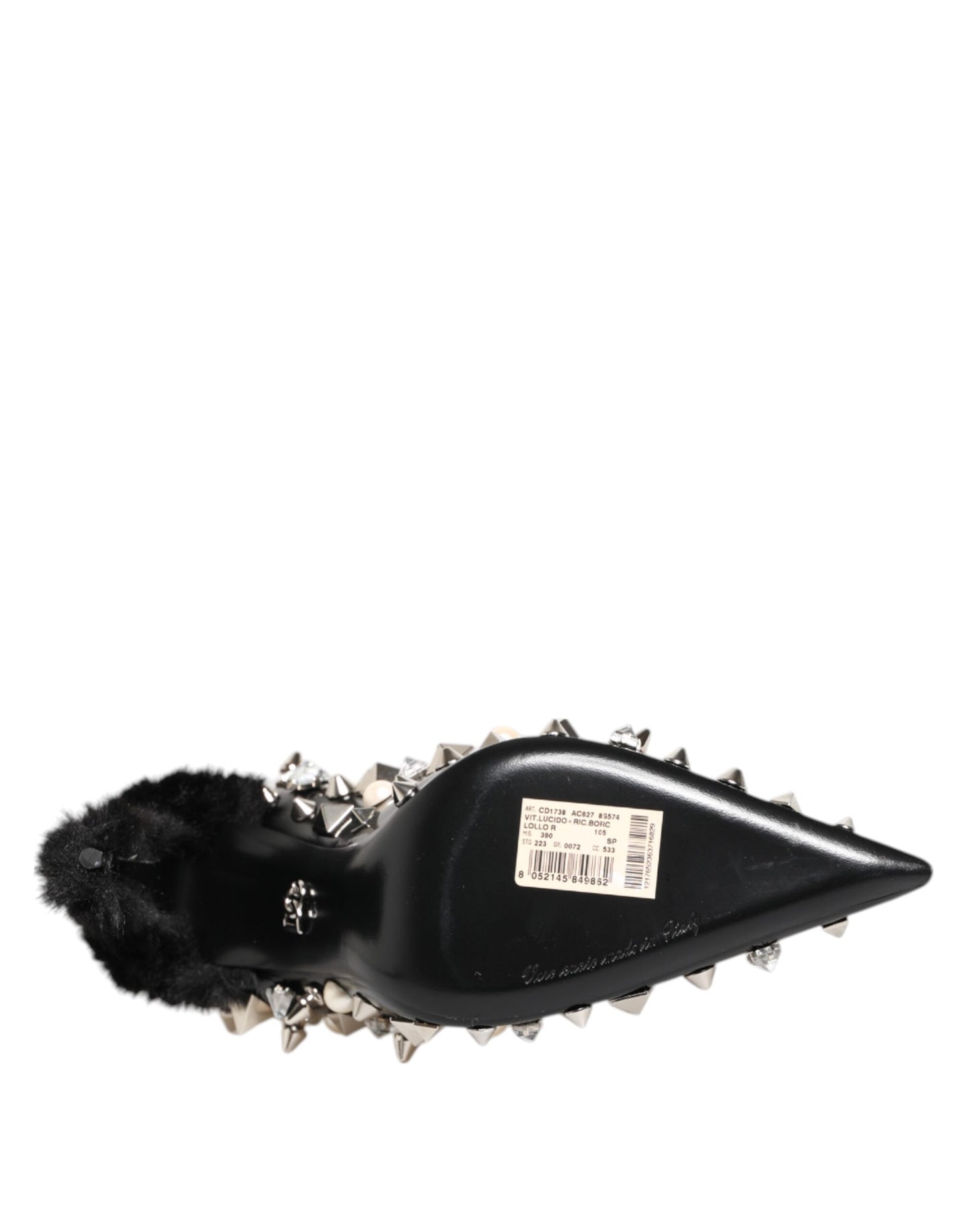 Dolce &amp; Gabbana Black Crystals Studs Stiletto Pumps Shoes