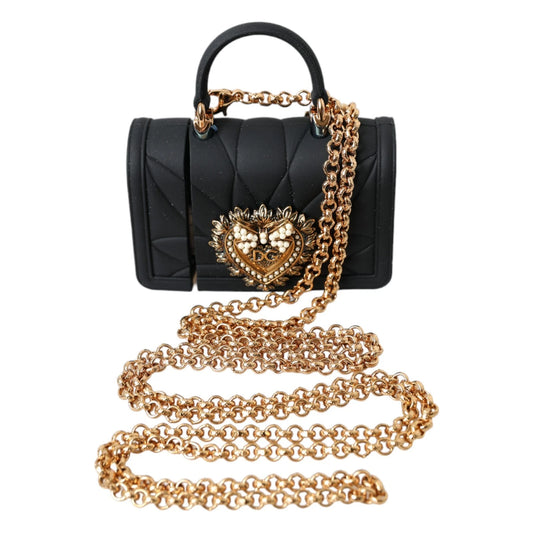 Dolce &amp; Gabbana Case Black Silicone Devotion Heart Cover Hand Bag Airpod