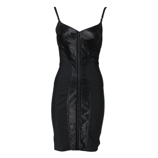Dolce &amp; Gabbana Black Spaghetti Strap Bodycon Sheath Dress