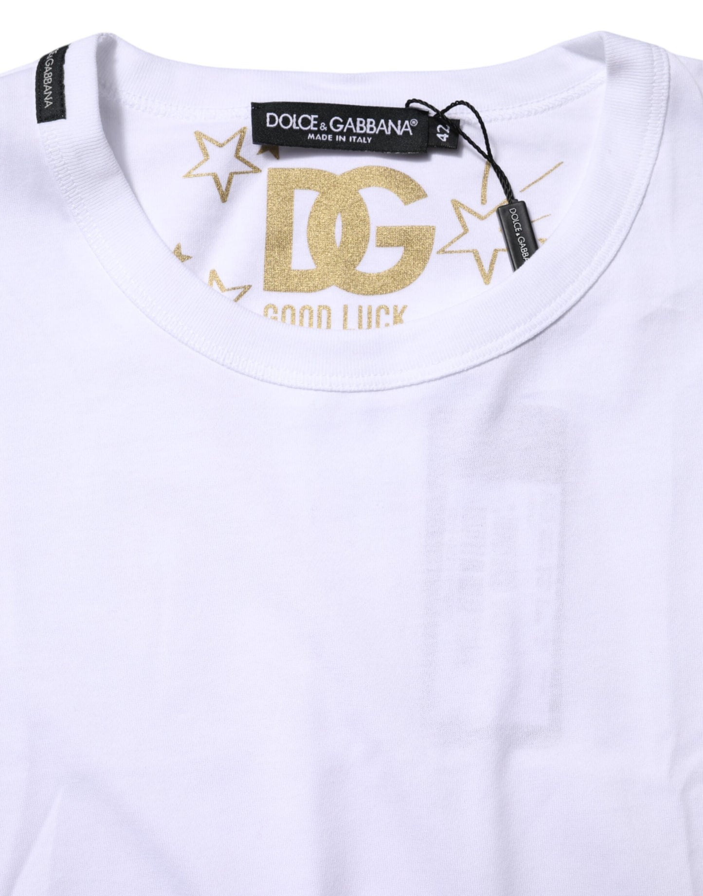 Dolce &amp; Gabbana White Cotton Goodluck 2022 Crew Neck T-shirt