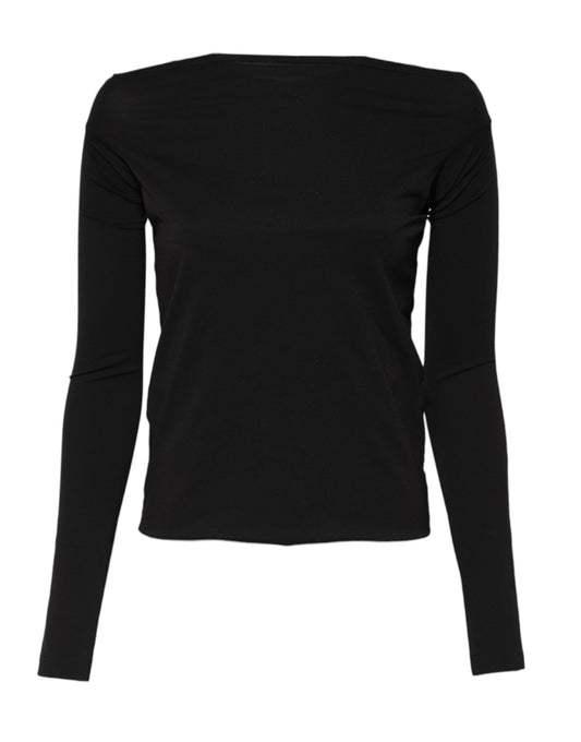 Dolce &amp; Gabbana Black Wool Shrug Crew Neck Pullover Sweater
